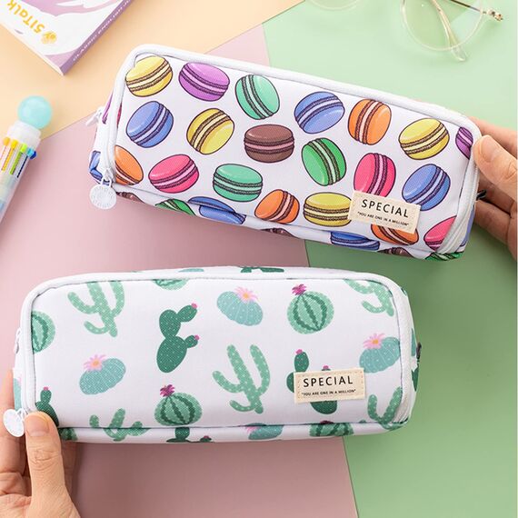 X SIM FITNESSX Federmäppchen Federtaschen Teenager Mädchen Mäppchen Etui Stifte 3 Fach, Große Kapazität Pencil Case für Schule & Büro (Makaron)