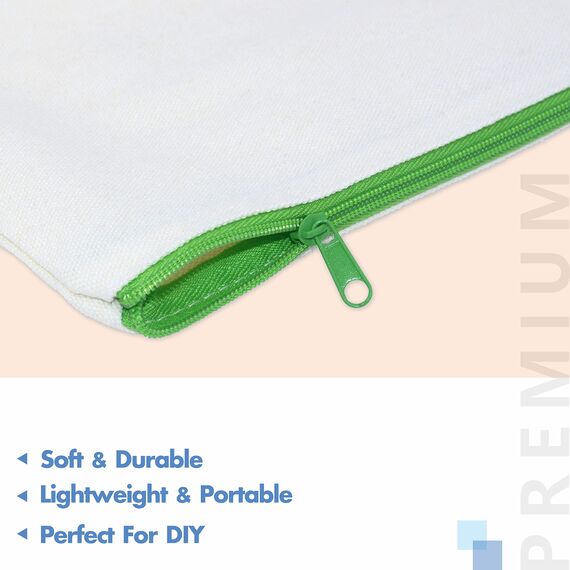 8er-Packung leere Baumwoll/Leinwand-Reißverschlusstaschen; DIY; als Beutel oder Federmäppchen für Make-up, Kosmetik- oder Hygieneartikel und sonstige Aufbewahrung; (beige,farbiger Reißverschluss);