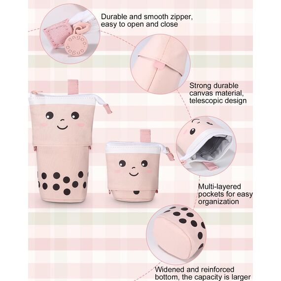 Xespis Federmäppchen Reißverschluss, Teleskopisch Mäppchen, 2-in-1 Standmäppchen, Federtasche Mädchen, Schüttelpenal Teenager, Schulmäppchen, für Mädchen Geschenke 7 8 9 10 11 12 Jahre