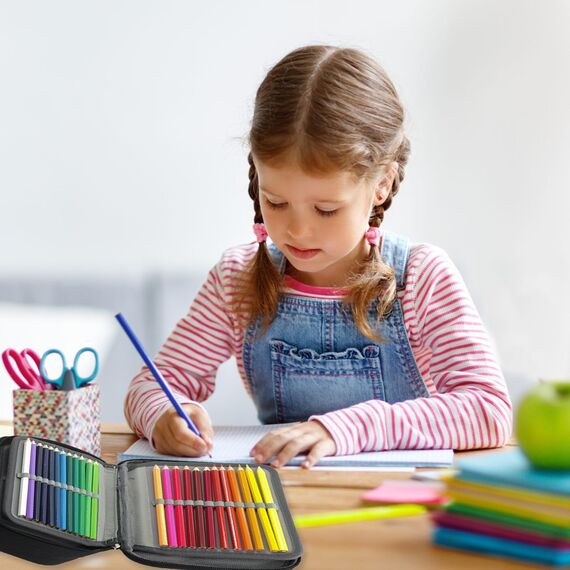 Federmäppchen 72 Slots Große Kapazität Bleistift-Beutel Mäppchen Portable Abnehmbar Aufbewahrung Bleistifte Organizer Stationäre Fall Farbige Bleistifte Halter für Mädchen Jungen Erwachsene (Schwarz)