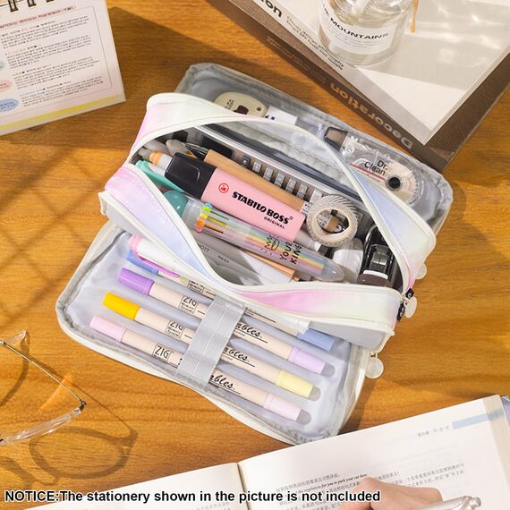 X SIM FITNESSX Federmäppchen Federtaschen Teenager Mädchen Mäppchen Etui Stifte 3 Fach, Große Kapazität Pencil Case für Schule & Büro (Meteor)