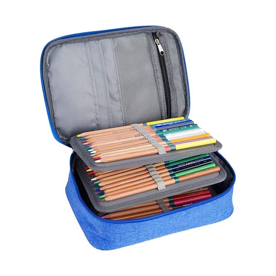 Federmäppchen 72 Slots Große Kapazität Bleistift-Beutel Mäppchen Portable Abnehmbar Aufbewahrung Bleistifte Organizer Stationäre Fall Farbige Bleistifte Halter für Mädchen Jungen Erwachsene (Blau)