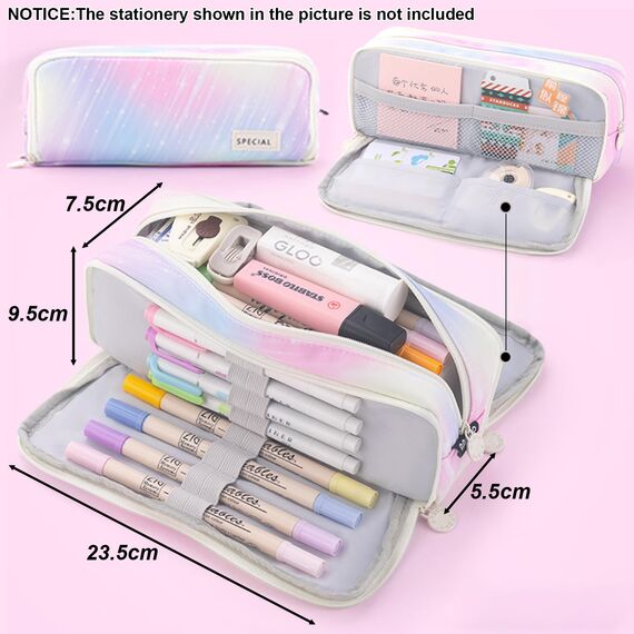 X SIM FITNESSX Federmäppchen Federtaschen Teenager Mädchen Mäppchen Etui Stifte 3 Fach, Große Kapazität Pencil Case für Schule & Büro (Meteor)