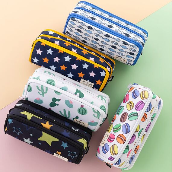 X SIM FITNESSX Federmäppchen Federtaschen Teenager Mädchen Mäppchen Etui Stifte 3 Fach, Große Kapazität Pencil Case für Schule & Büro (Makaron)