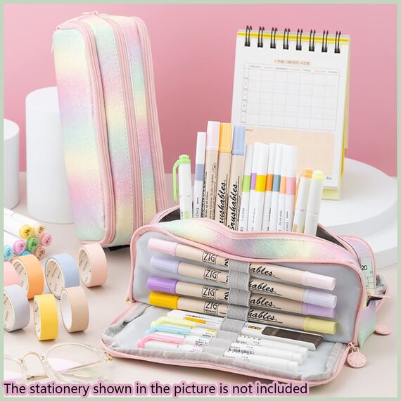 X SIM FITNESSX Federmäppchen Federtaschen Teenager Mädchen Mäppchen Etui Stifte 3 Fach, Große Kapazität Pencil Case für Schule & Büro (Mehr Farbig)