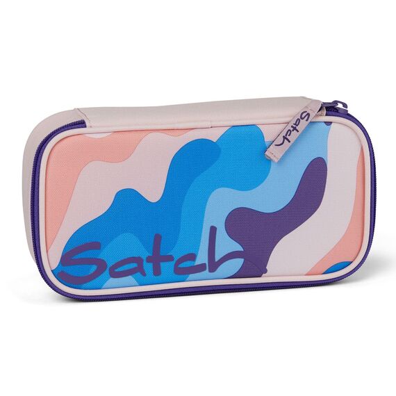 satch Schlamperbox extra groß inkl. Trennfach Reißverschlussfach Stiftehalter Geodreieck Sichtfenster für Stundenplan Candy Clouds - Rosa