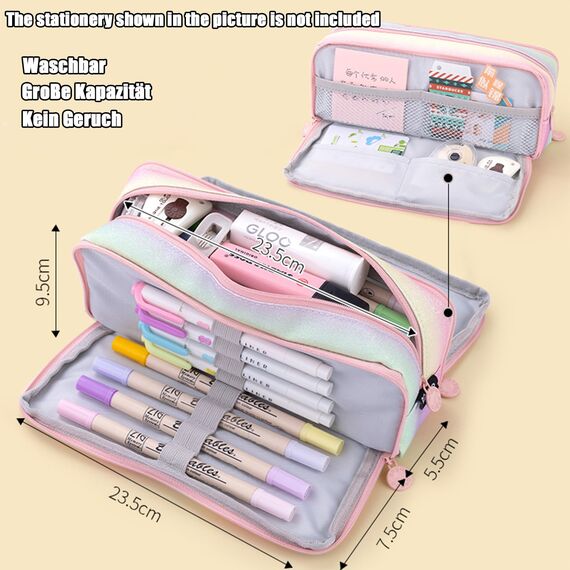 X SIM FITNESSX Federmäppchen Federtaschen Teenager Mädchen Mäppchen Etui Stifte 3 Fach, Große Kapazität Pencil Case für Schule & Büro (Mehr Farbig)