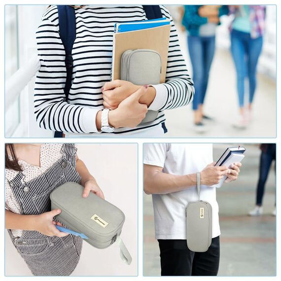 FINPAC Federmäppchen Federtasche - Große Kapazität Mäppchen mit 3 Fächer Stiftetasche Schlamperbox Bleistifttasche Schulmäppchen für Schule & Büro, (Hellgrau)