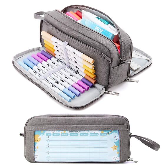 KALIDI Federmäppchen mit 3 Fächer Große Kapazität Mäppchen Federtasche Stiftetasche Pencil Case Bleistifttasche für Schule & Büro