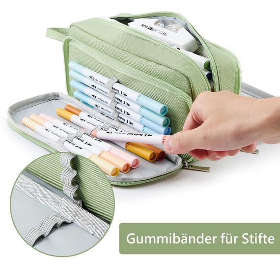 KALIDI Federmäppchen mit 3 Fächer Große Kapazität Mäppchen Federtasche Stiftetasche Pencil Case Bleistifttasche für Schule & Büro