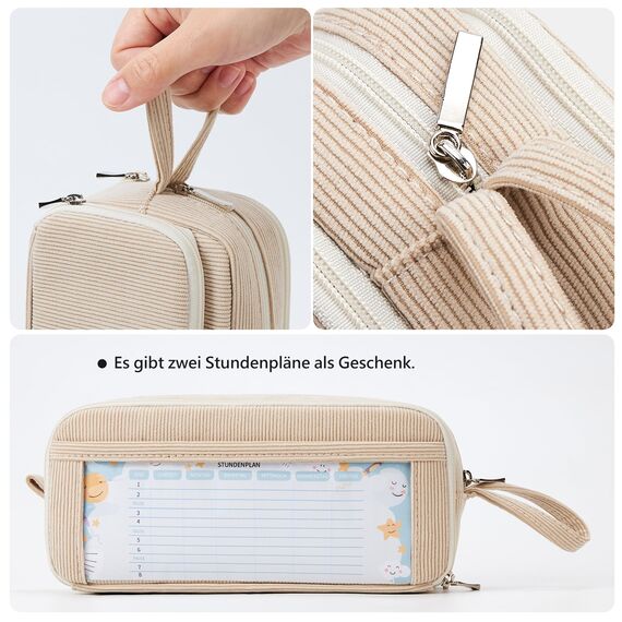 KALIDI Federmäppchen mit 3 Fächer Große Kapazität Mäppchen Federtasche Stiftetasche Pencil Case Bleistifttasche für Schule & Büro