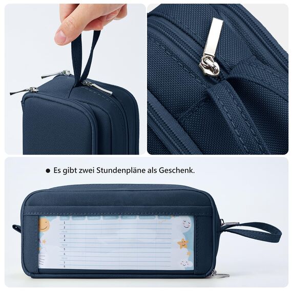 KALIDI Federmäppchen mit 3 Fächer Große Kapazität Mäppchen Federtasche Stiftetasche Pencil Case Bleistifttasche für Schule & Büro