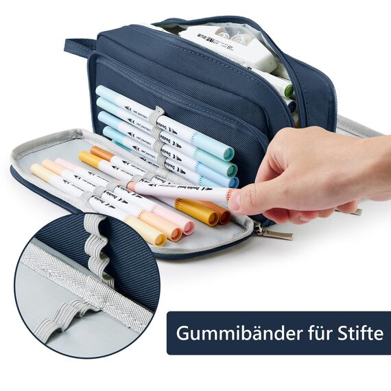 KALIDI Federmäppchen mit 3 Fächer Große Kapazität Mäppchen Federtasche Stiftetasche Pencil Case Bleistifttasche für Schule & Büro