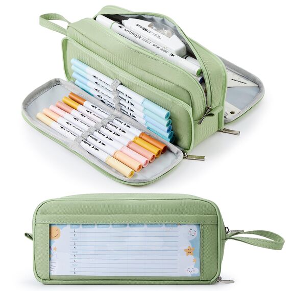 KALIDI Federmäppchen mit 3 Fächer Große Kapazität Mäppchen Federtasche Stiftetasche Pencil Case Bleistifttasche für Schule & Büro