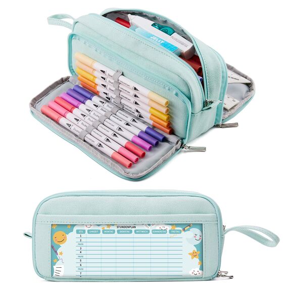 KALIDI Federmäppchen mit 3 Fächer Große Kapazität Mäppchen Federtasche Stiftetasche Pencil Case Bleistifttasche für Schule & Büro