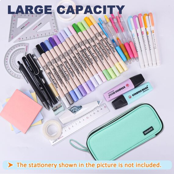COLOCASTLE Federmäppchen Mäppchen Federmappe groß mit 3 Fächern Federtasche Mädchen Jungen Teenager Pencil Case Schlamppermäppchen für Schule Büro (Mintgrün)
