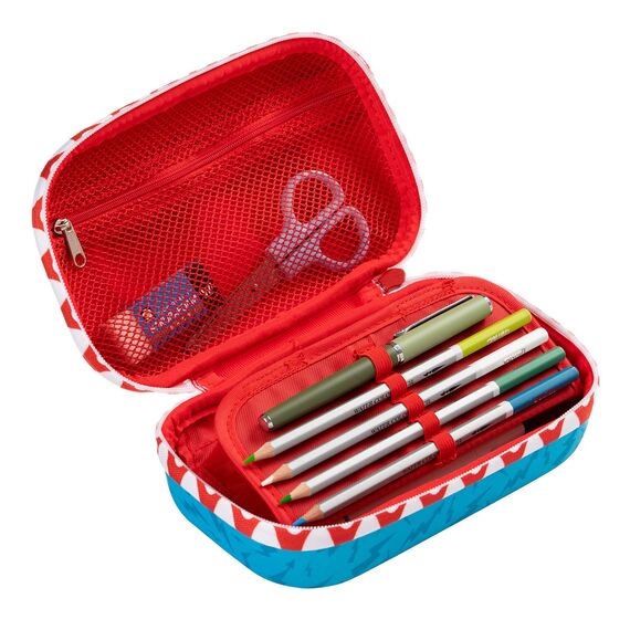 ZIPIT Wildlings Federmäppchen für Jungen, Großes Mäppchen für die Schule, Organizer-Etui für Kinder, Federmappe Blau