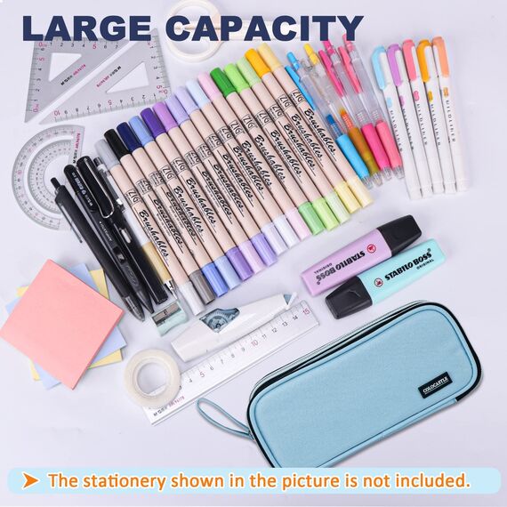 COLOCASTLE Federmäppchen Mäppchen Federmappe groß mit 3 Fächern Federtasche Mädchen Jungen Teenager Pencil Case Schlamppermäppchen für Schule Büro (Lichtblau)