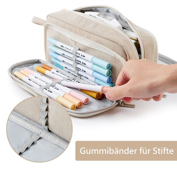 KALIDI Federmäppchen mit 3 Fächer Große Kapazität Mäppchen Federtasche Stiftetasche Pencil Case Bleistifttasche für Schule & Büro