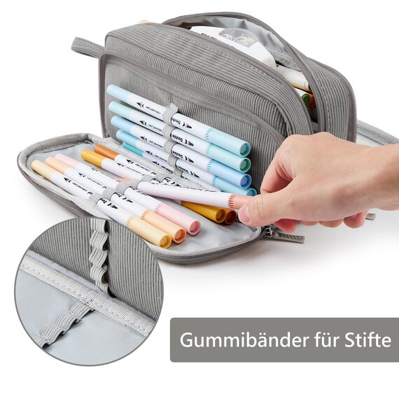 KALIDI Federmäppchen mit 3 Fächer Große Kapazität Mäppchen Federtasche Stiftetasche Pencil Case Bleistifttasche für Schule & Büro