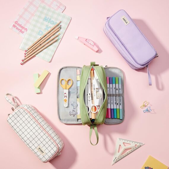 KALIDI Federmäppchen mit 3 Fächer Große Kapazität Mäppchen Federtasche Stiftetasche Pencil Case Bleistifttasche für Schule & Büro