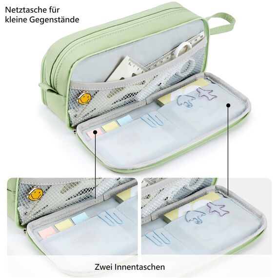 KALIDI Federmäppchen mit 3 Fächer Große Kapazität Mäppchen Federtasche Stiftetasche Pencil Case Bleistifttasche für Schule & Büro