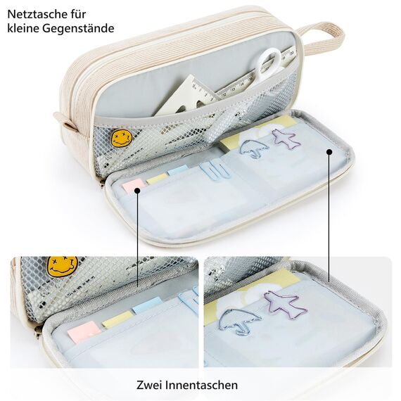 KALIDI Federmäppchen mit 3 Fächer Große Kapazität Mäppchen Federtasche Stiftetasche Pencil Case Bleistifttasche für Schule & Büro