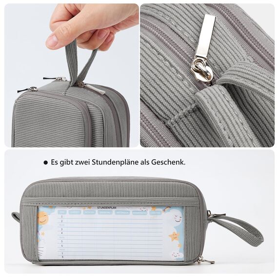 KALIDI Federmäppchen mit 3 Fächer Große Kapazität Mäppchen Federtasche Stiftetasche Pencil Case Bleistifttasche für Schule & Büro