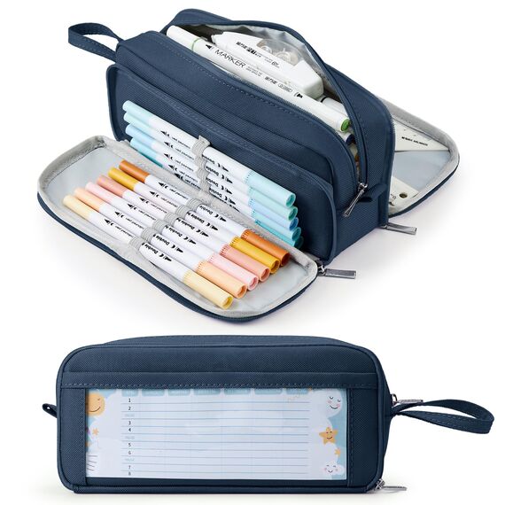 KALIDI Federmäppchen mit 3 Fächer Große Kapazität Mäppchen Federtasche Stiftetasche Pencil Case Bleistifttasche für Schule & Büro