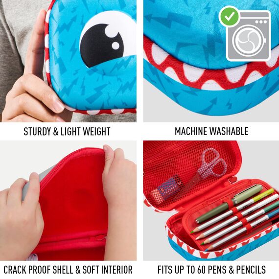 ZIPIT Wildlings Federmäppchen für Jungen, Großes Mäppchen für die Schule, Organizer-Etui für Kinder, Federmappe Blau