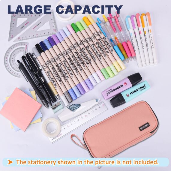 COLOCASTLE Federmäppchen Mäppchen Federmappe groß mit 3 Fächern Federtasche Mädchen Jungen Teenager Pencil Case Schlamppermäppchen für Schule Büro (Rosa)