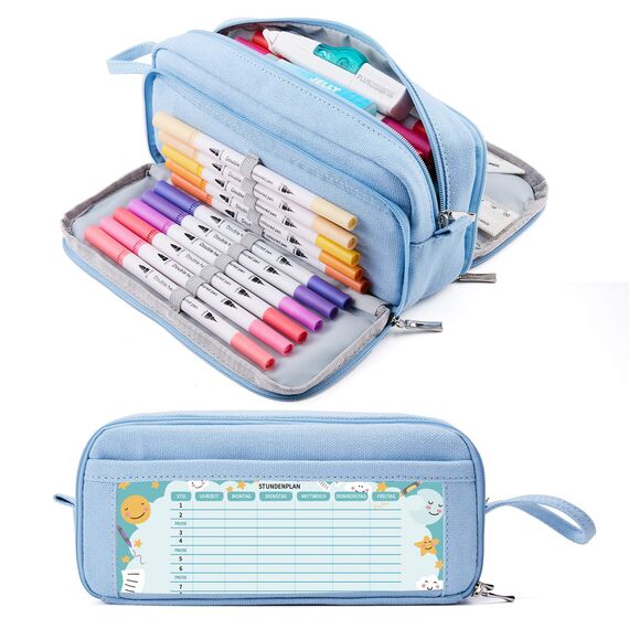 KALIDI Federmäppchen mit 3 Fächer Große Kapazität Mäppchen Federtasche Stiftetasche Pencil Case Bleistifttasche für Schule & Büro