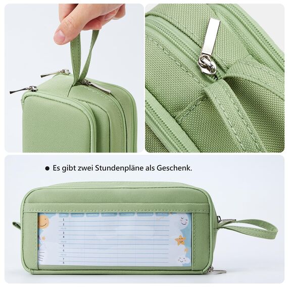 KALIDI Federmäppchen mit 3 Fächer Große Kapazität Mäppchen Federtasche Stiftetasche Pencil Case Bleistifttasche für Schule & Büro