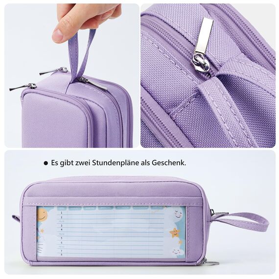 KALIDI Federmäppchen mit 3 Fächer Große Kapazität Mäppchen Federtasche Stiftetasche Pencil Case Bleistifttasche für Schule & Büro