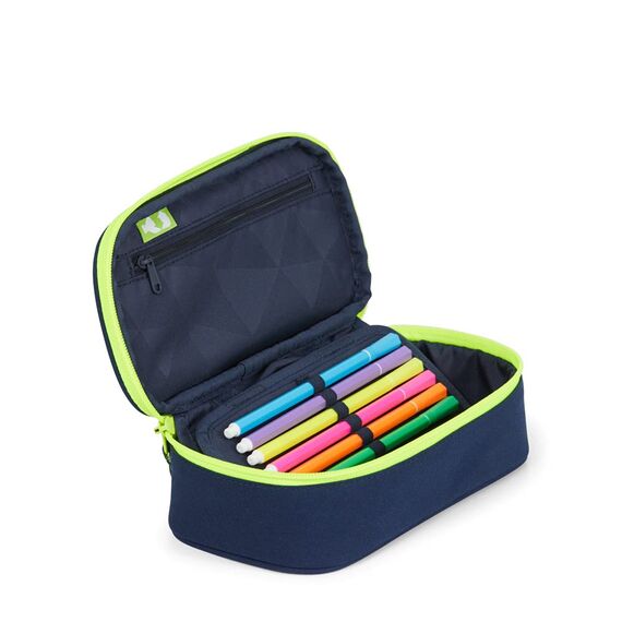 Satch Schlamperbox extra groß inkl. Trennfach Reißverschlussfach Stiftehalter Geodreieck Sichtfenster für Stundenplan