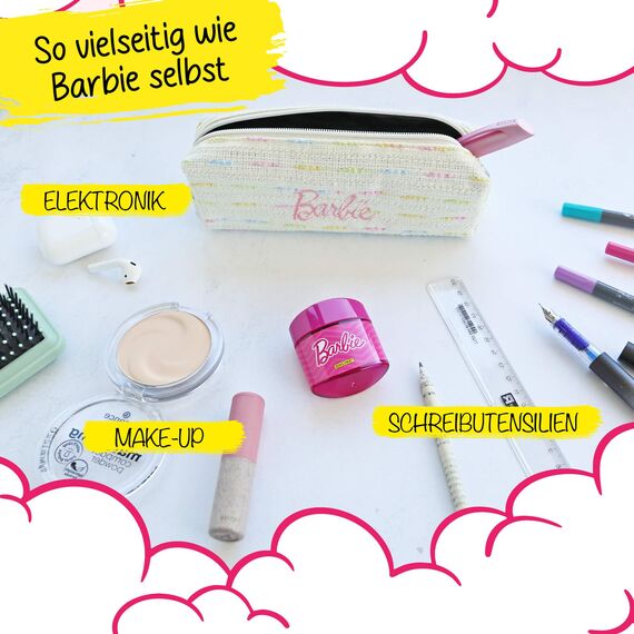 ONLINE Federmäppchen Barbie „Malibu“ I Stylische Federtasche für Mädchen, weiß mit Barbie-Logo I Ideal für die Schule I Pencil Case mit praktischem Reißverschluss zur Aufbewahrung von Stiften & mehr