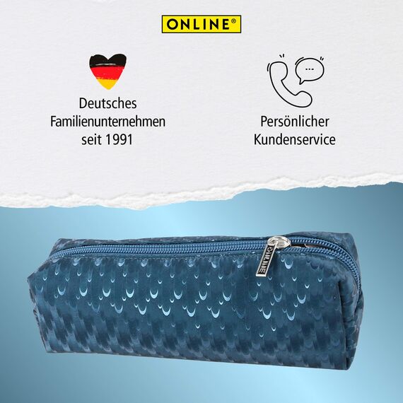 ONLINE Federmäppchen Petrol Drops I Stylische Federtasche für Mädchen & Jungen, ideal für Schule, Uni & Büro I Pencil Case mit praktischem Reißverschluss zur Aufbewahrung von Stiften & Kosmetik