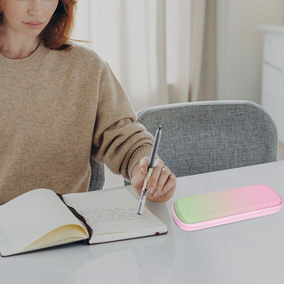 FINPAC Federmäppchen, Federtasche Hart Eva Stift Etui stoßfeste Stiftetasche Mäppchen Schlamperbox Bleistifttasche für Executive Füllfederhalter für Büro Schule (Rosa-Grün-Ombré, Klein)