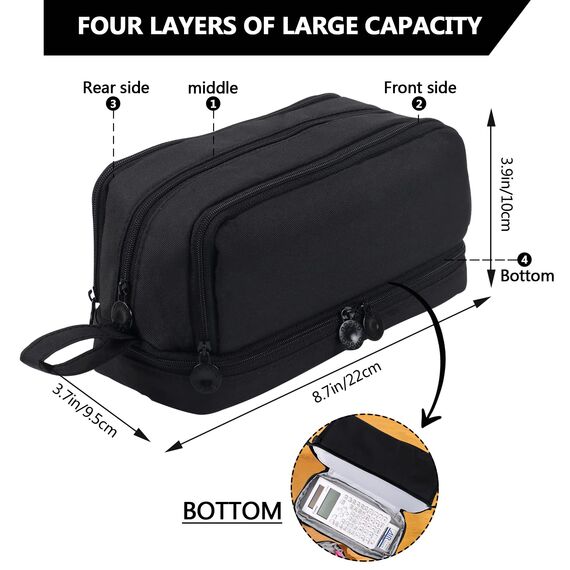 TZEKING Federmäppchen 4-Fächer Große Kapazität - Reißverschluss für Mädchen & Teenager - Langlebig Schreibwaren-Tasche