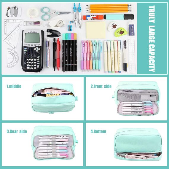 HuaMuDM Federmäppchen Federtaschen,Große Kapazität Mäppchen,4 Fächer Pencil Cases,Mäppchen Mädchen Teenager,Langlebig Federtaschen,Pencil Case,Bleistifttasche für Schule & Büro