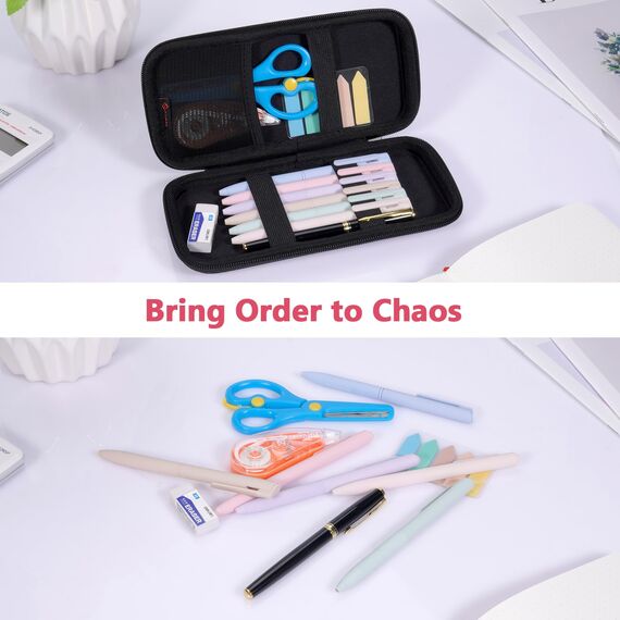 FINPAC Federmäppchen, Federtasche Hart Eva Stift Etui stoßfeste Stiftetasche Mäppchen Schlamperbox Bleistifttasche für Executive Füllfederhalter für Büro Schule (Grün, Groß)