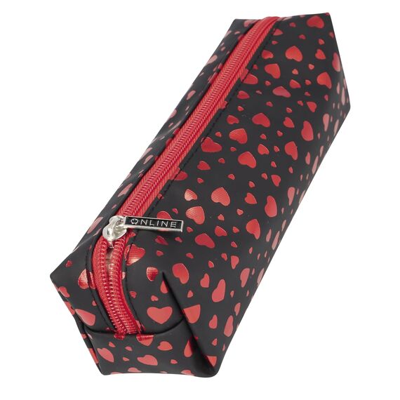 Online Federmäppchen Herzen I Stylische Federtasche für Mädchen & Jungen, ideal für Schule, Uni & Büro I Schlampermäppchen mit praktischem Reißverschluss zur Aufbewahrung von Stiften & Kosmetik