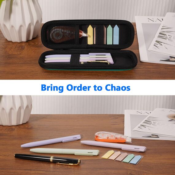 FINPAC Federmäppchen, Federtasche Hart Eva Stift Etui stoßfeste Stiftetasche Mäppchen Schlamperbox Bleistifttasche für Executive Füllfederhalter für Büro Schule (Dunkelgrün, Klein)