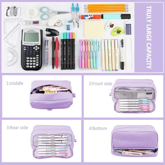 HuaMuDM Federmäppchen Federtaschen,Große Kapazität Mäppchen,4 Fächer Pencil Cases,Mäppchen Mädchen Teenager,Langlebig Federtaschen,Pencil Case,Bleistifttasche für Schule & Büro