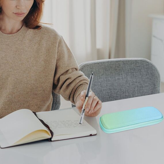 FINPAC Federmäppchen, Federtasche Hart Eva Stift Etui stoßfeste Stiftetasche Mäppchen Schlamperbox Bleistifttasche für Executive Füllfederhalter für Büro Schule (Blau-Grün-Ombré, Klein)