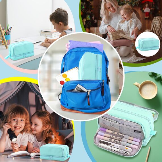HuaMuDM Federmäppchen Federtaschen,Große Kapazität Mäppchen,4 Fächer Pencil Cases,Mäppchen Mädchen Teenager,Langlebig Federtaschen,Pencil Case,Bleistifttasche für Schule & Büro