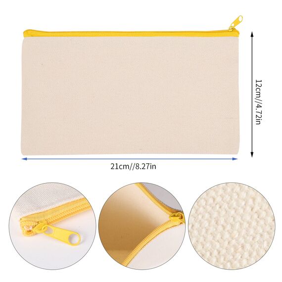 Yoosso 8 Stück DIY Blanko Stoffbeutel, Stoffbeutel zum Bemalen Federmäppchen Reise Kulturbeutel Taschen zum Bemalen für Kinder Schulmäppchen Weihnachten Basteln, 21 x 12 cm