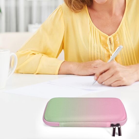 FINPAC Federmäppchen, Federtasche Hart Eva Stift Etui stoßfeste Stiftetasche Mäppchen Schlamperbox Bleistifttasche für Executive Füllfederhalter für Büro Schule (Rosa-Grün-Ombré, Groß)