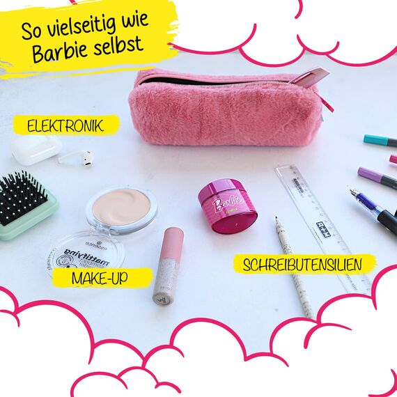 ONLINE Federmäppchen Barbie „Pink“ I Stylische Federtasche in pink für Mädchen I Ideal für die Schule I Flauschiger Pencil Case mit Barbie Reißverschluss zur Aufbewahrung von Stiften & mehr