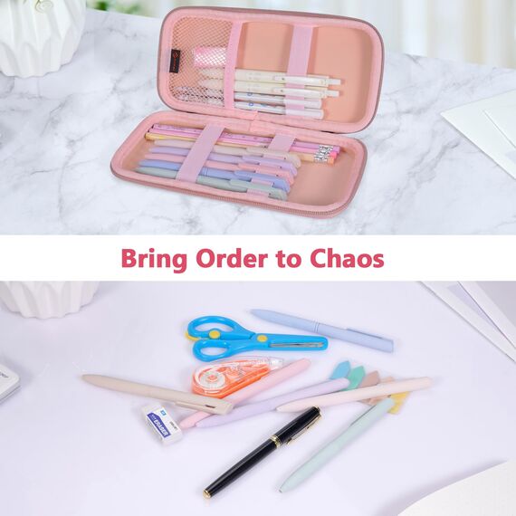 FINPAC Federmäppchen, Federtasche Hart Eva Stift Etui stoßfeste Stiftetasche Mäppchen Schlamperbox Bleistifttasche für Executive Füllfederhalter für Büro Schule (Rosa Ombre, Groß)